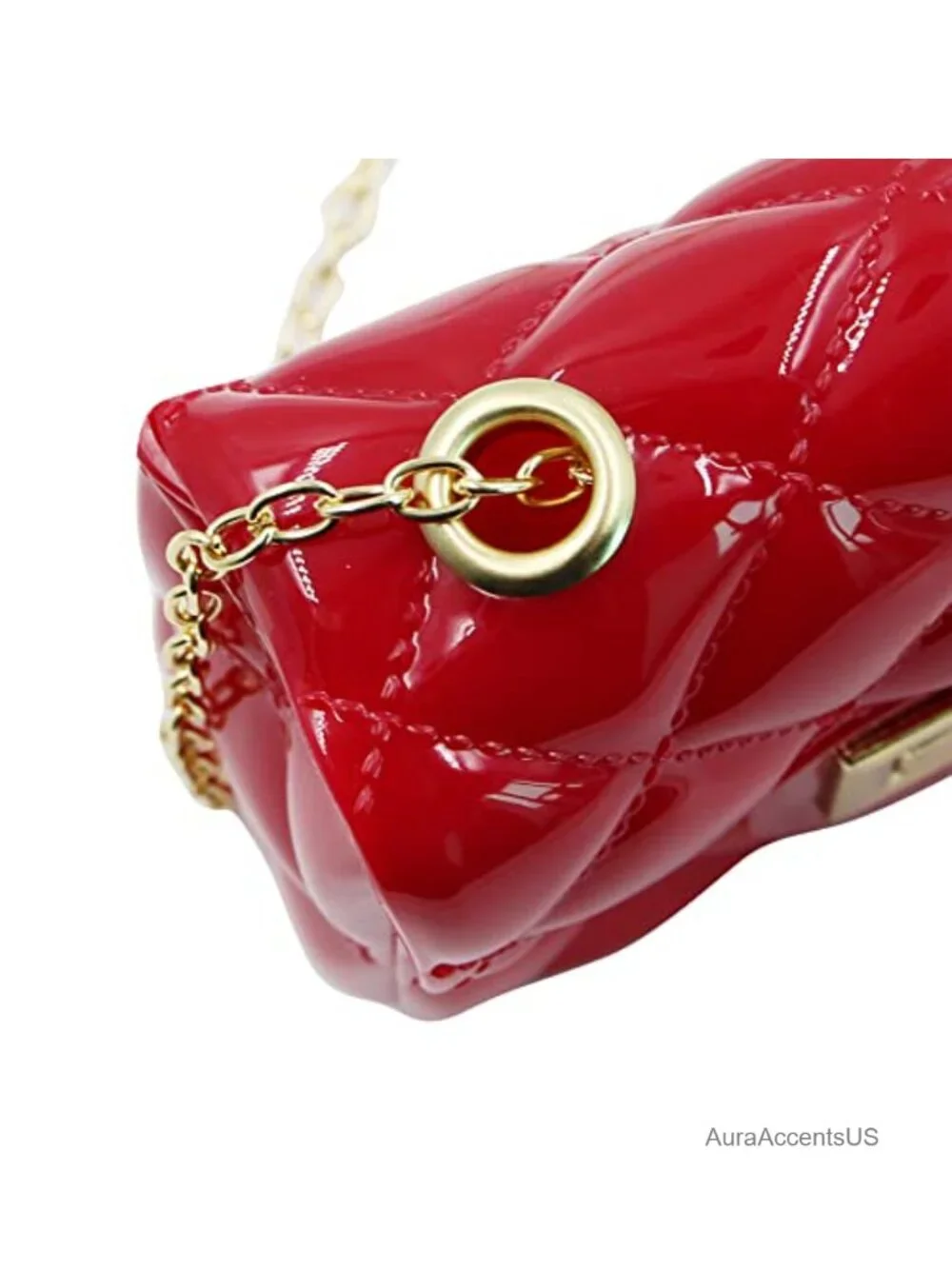 Mini PVC Satchel Crossbody Bag with Chain Strap